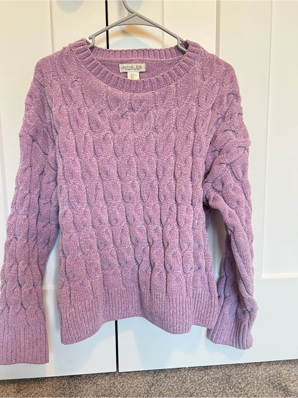Rachel Zoe Lilac Cable Knit Crewneck Sweater